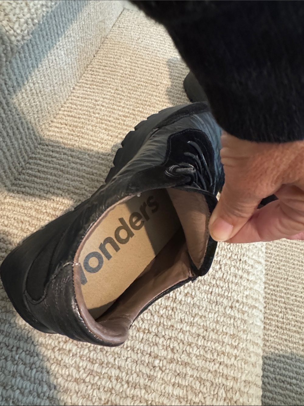 Wonders Women’s Oslo Black and Metallic Fashion Sneaker - Picture 5 of 7